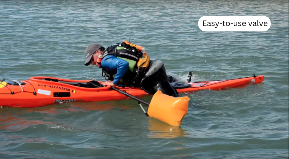 A man is tying to get up on kayak