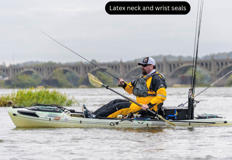 A man is fishing on kayak