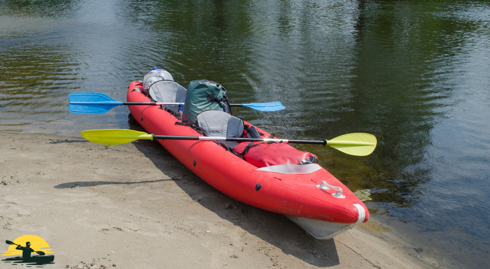 A kayak besides a lake